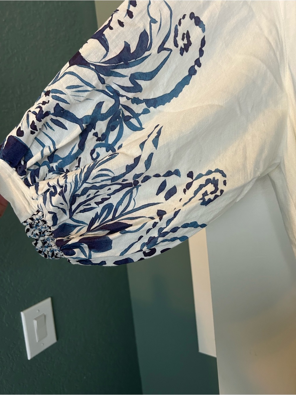 Anthropologie Mona Shirt Dress with Blue Floral Print with Tie Belt, 2X - Picture 4 of 6